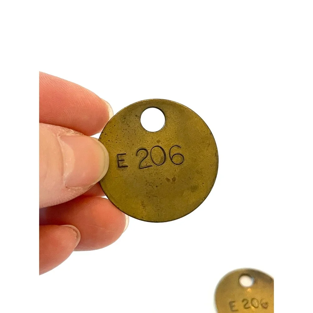Vintage Brass Number Tags - Set of 2‎ - Stamped E 206